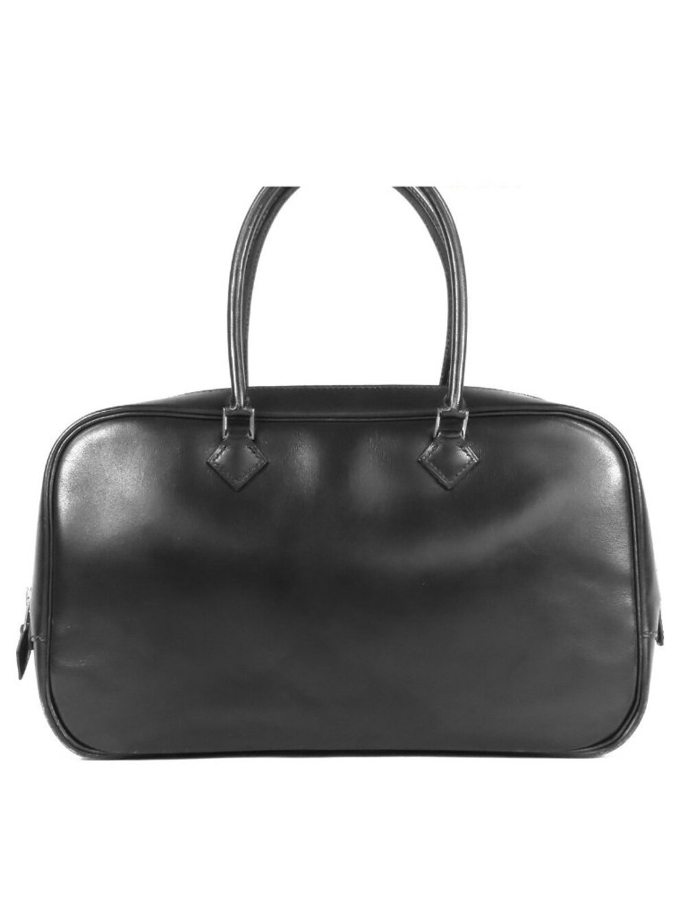 Hermes Plume Elan 28 Black Silver Box Calf Handbag